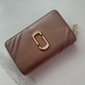 Marc Jacobs Taupe Leather Zip Around Wallet Gold Hardware (Sold)